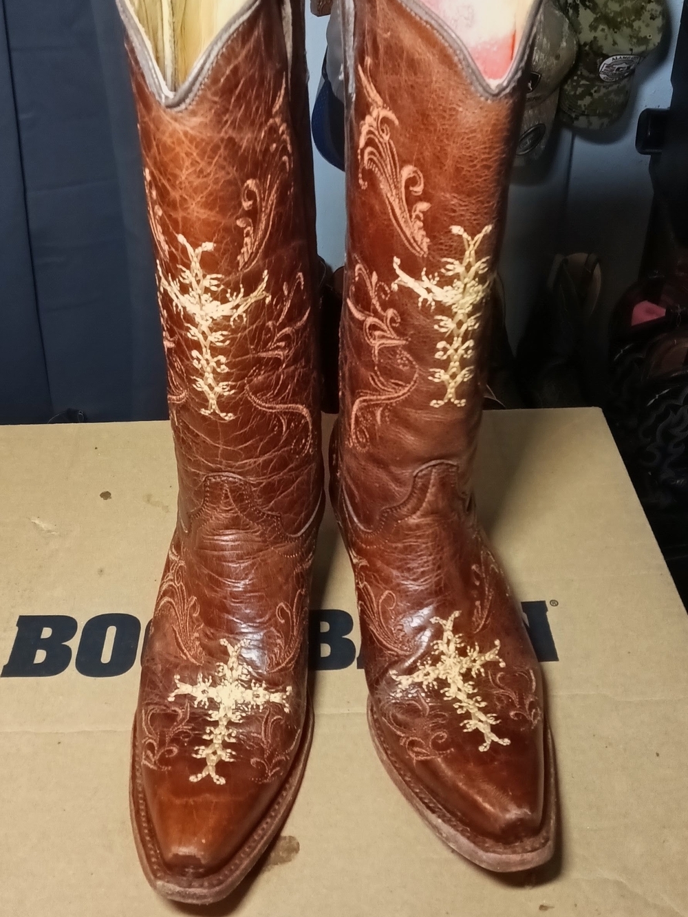 Women’s Corral, Brown Embroidered Leather Heeled Boots, Size 9.5D